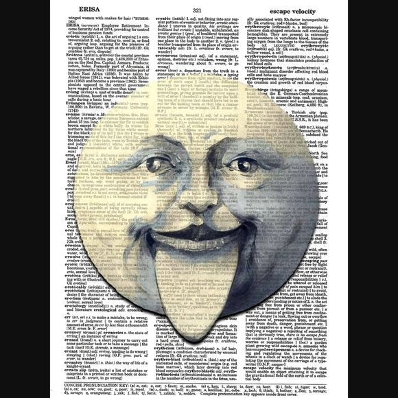 Handmade Other - Silly Moon Vintage Dictionary Art Print Sky Decor